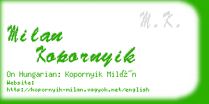 milan kopornyik business card